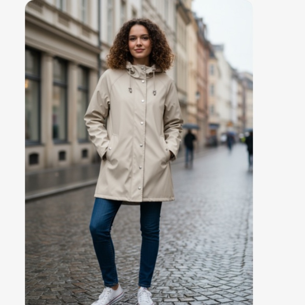 ILSE JACOBSEN Women's Cream Hooded Jacket NWT size 8